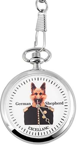 Excellanc Taschen-Uhr mit Kette Unisex Motiv Analog Quarz 4000024 (Schäferhund)