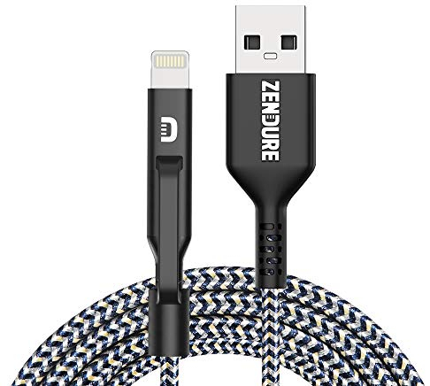Zendure Supercord 2 en 1 USB-A a Micro USB y Cable Lightning [Certificado Apple MFi], 200cm Cable Carga Lightning Compatible para iPhone XS/XR / 6s / 7 Plus, iPad Pro, iPad Mini, etc.-Negro