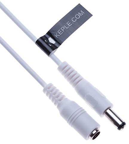 DC-Verlängerungskabel mit 2,1 mm / 5,5 mm Stecker auf Buchse 2m Anschluss CCTV-Netzkabeladapter Kompatibel mit CCTV Security Camera, IP Camera, DVR Standalone, LED Strip, Monitors (Weiß)