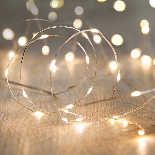 Lights4fun 6er Set 20er LED Micro Lichterketten perlweiß silber Draht batteriebetrieben kleines Battereriefach Formbar