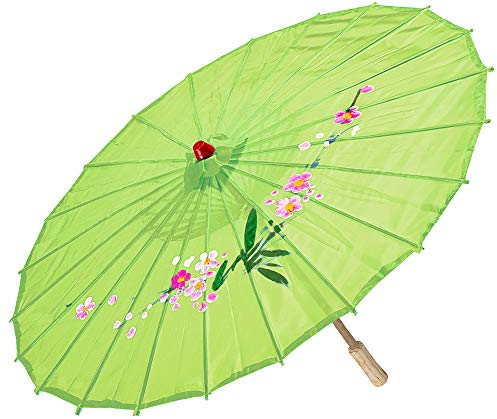 Orientalischer Sonnenschirm aus Papier - Grün - Zauberhaftes Zubehör zu Ihrem Kostüm als Chinesin Geisha oder Japanerin
