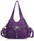 Angel Barcelo Geldbörsen und Handtaschen für Damen, Schultertasche, Griff oben, Hobo-Tasche, modisch, gewaschen, PU-Leder, Violett, Einheitsgröße