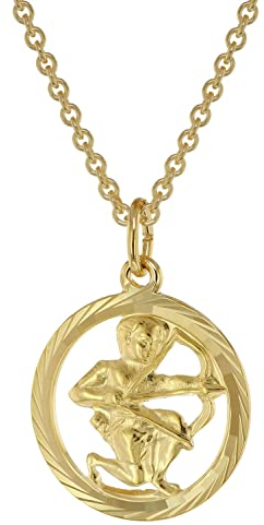 trendor Sternzeichen Schütze Gold 333 Anhänger Ø 16 mm + Halskette Tierkreiszeichen, eleganter Halsschmuck aus Echtgold für Damen, 75940-12
