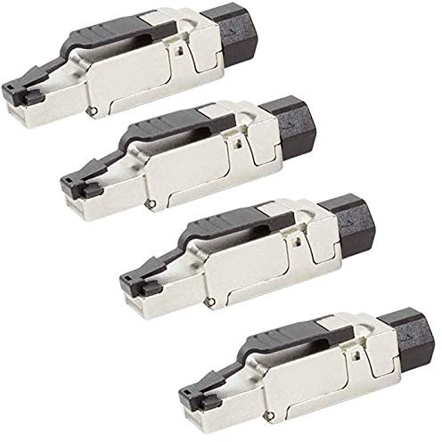 Faconet 4 conectores de red RJ45 CAT 6A hasta 10 GBit/s, compatible con CAT 7, CAT 7A, sin herramientas, conector para cable de red, cable LAN