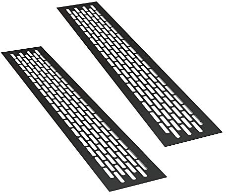 sossai® Rejillas de ventilación de aluminio - Alucratis (2 piezas) | Rectangular - dimensiones: 48 x 8 cm | Color: negro | rejilla de aire