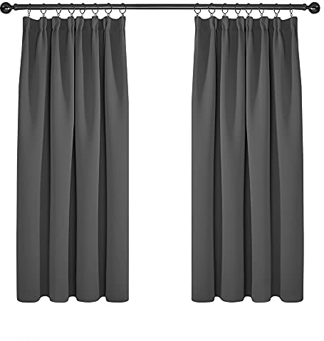 Deconovo Vorhang Blickdicht Gardinen Verdunkelung Vorhang Kinderzimmer Winter Extra Warm, 138x132cm(HöhexBreite), Dunkelgrau, 2er Set