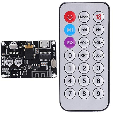 Bluetooth 5.0 Audio Empfänger Decoder Board, Stereo Verstärkermodul mit Fernbedienung, 3,7-24V, 15m Reichweite, 3,5mm Audio-Schnittstelle