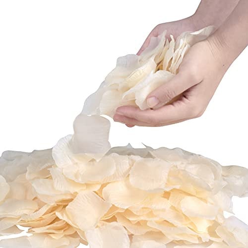 4000pcs Rosenblätter Für Hochzeiten, Seide Rosen Blätter, Romantische Rosenblüten Deko, Geschmacklose Rosen Blütenblätter für Tischdekoration, Valentinstag, Hochzeitsgang,Bett, Party, Bad (Champagner)