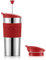 Bodum Travel Press Set K11067-04 Insulated Plunger Mug Double-Walled Stainless Steel with Extra Lid 0.35 L,Red