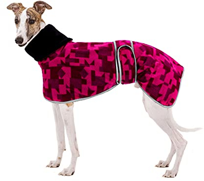 Winterpullover aus Fleece, bequem, für Whippet Windhunde, warmes Fleecefutter und verstellbare Bänder, Rosa