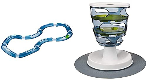 Catit Design Senses Spielschiene, Super Roller, inklusive leuchtaktivem Ball, für Katzen & Design Senses Futter Labyrinth, interaktives Spielzeug für Katzen