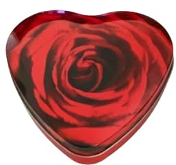 MediMuc Scatola regalo Rose Love – Contenitore piatto rosso a forma di cuore con rosa – per uso alimentare – Scatola per caramelle, scatola di latta – Dimensioni: (lunghezza x larghezza x altezza):