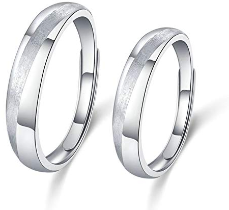Daesar Verlobungsringe Paar Ringe Set, Partnerringe Verstellbar mit Gravur Bandringe ohne Steine Verlobungsringe Eheringe Nickelfrei