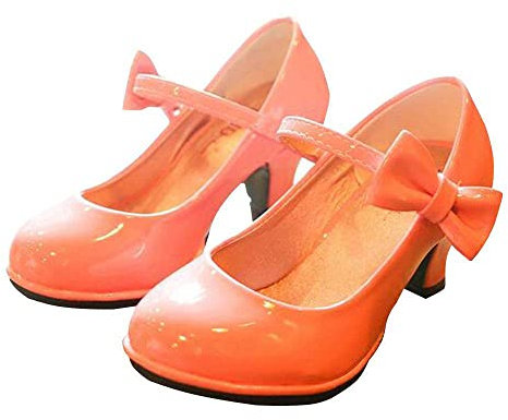 Mary Jane Fille Bas Talons en Cuir Chaussures Talon Filles Escarpins Fille (Rose, Numeric_32)