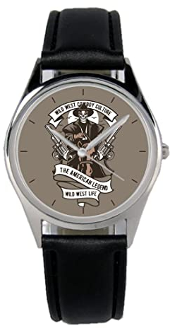 KIESENBERG Armbanduhr Cowboy Wild West USA Retro Geschenk Artikel Idee Fan Damen Herren Unisex Analog Quartz Lederarmband Uhr 36mm Durchmesser B-21258