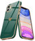 Teageo for iPhone 11 Case Cute Heart Pattern for Women Girls Slim Luxury Bling Plating Soft TPU Anti-Scratch Shockproof Bumper Phone Case for iPhone 11, Blackish Green