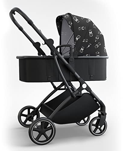 Leichter Kinderwagen Kinderwagen Reisebuggy Mit Bequemem Schlafkorb, 2 In 1 Kinderwagen Zwei-Wege-Wagen Faltbar, Geeignet Für Babys Unter 25 Kg (Color : Black 1)