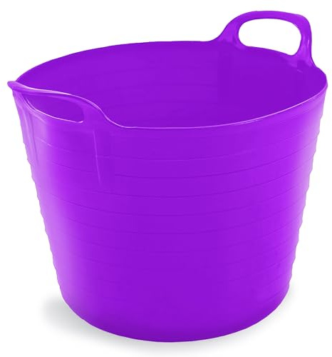 Neat Plastics 42L Flexi Tubs 1 Pack - Versatile Large Garden Tubs with Handles, Handy Builders Buckets Heavy Duty, Ideal Bath Bucket & Flexi Bucket, Durable Flexible Buckets for Home & Garden (Purple)