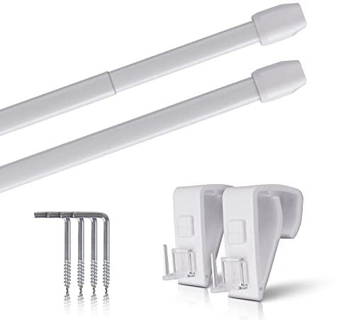 Bestlivings Lot de 2 tringles à rideaux extensibles - 2 tringles à rideaux avec supports de serrage - Fixation sans perçage (couleur : blanc, taille : 40-60 cm)