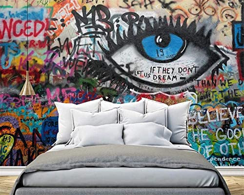 Papier Peint Photo Mural Personnalisé Yeux De Griffonnage De Mode - Papier Peint Auto-Adhésif Panorama 3D Papier Peint Mural Effet 3D Affiche Murale Pour Salon Chambre Chambre D'Enfan 140(L)x70(H) cm