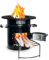 grillart® Raketenofen Outdoor “Powertrain” – effizienter Holzofen als Campingkocher für Dutch Oven und Grillpfannen – besonders effizient bei geringer Rauchentwicklung (Schwarz ohne Tasche)