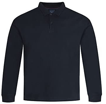 STEEL & JELLY Navy Pique Jersey Long Sleeve Polo