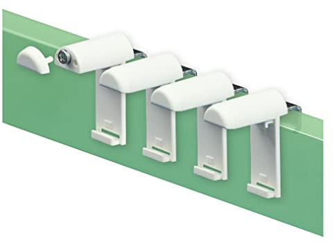 KLEMMFLEX 4 soportes de sujeción cortos con gancho de metal para estor, estor doble, sin taladrar para sujetar y pegar, 4 unidades, accesorios para la suspensión, fijación a ventana de PVC