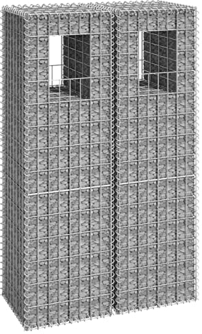 SHUJING Gabionensäulen 2 STK Gabionen Säule, Gabionen Zaun, Gabionen Pfosten, Gartenzäune Für Den Außenbereich, 40x40x140 cm Eisen