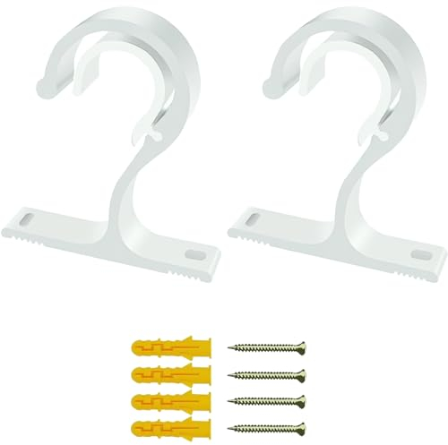 Verstellbare Vorhanghalterung,2Stück, Robuste Aluminiumlegierung Vorhanghalter, 23-28 mm Gardinenstangenhalterung, Befestigungsstangenhalterung mit Schrauben für Vorhang oder Kleiderschrank(weiß)