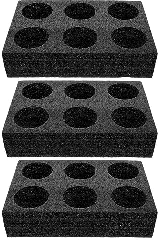 BESTonZON 3 Stück Getränketräger zum Mitnehmen Tassenhalter Tablett Becherhalter Schaumstoff Gläserhalter 6 Tassen Kaffeeträger Take Out Getränkehalter für Camping Picknick Schwarz