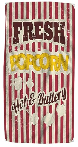 Pehede Popcorn-Poster, Badehandtuch, Vintage-Stil, Blechschilder, frisches Popcorn und heiße Butter-Poster, weiche, saugfähige Handtücher für Badezimmer, Küche, Strand, Spa, Fitnessstudio, Yoga,