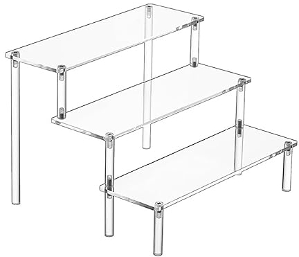 Lvjkes Parfüm Organizer, 3 Etagen klar Display Risers Stand, Acryl Organisator für Cupcake, Dessert, Figur, Make-up, Dresser und Vanity Display Stand für Organisation, 20 x 20 x 15 cm