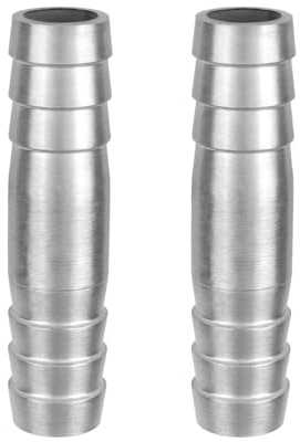 Set di 2 raccordi scanalati in acciaio inox da 1,5 cm a 1,5 cm