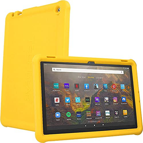 TECHGEAR Custodia paraurti adatta a tutti i nuovi Amazon Fire HD 10 / HD 10 Kids 13a generazione/2023, robusta custodia antiurto in morbido silicone facile da impugnare con pellicola protettiva