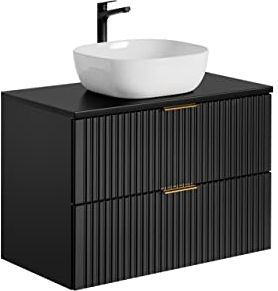 PIASKI Mobile lavabo 80 cm ADEL Black, mobile lavabo con piano o lavabo incassato, mobile lavabo nero, mobili da bagno (con piano di lavoro e lavandino)