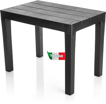 BigDean Garten Beistelltisch in Schwarz – wetterfester Campingtisch für In – und Outdoor geeignet – Kunststoff Esstisch Gartentisch Balkontisch – Made in Europa