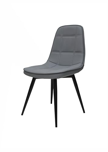 Stuhlmann Stühle - Stuhl Denver 632E-T18 - Esszimmerstuhl, Küchenstuhl, Polsterstuhl, Wohnzimmerstuhl in grau mit schwarzen Metallgestell