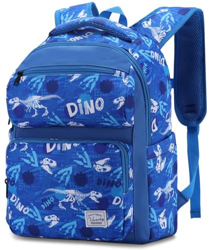 VASCHY Kinderrucksack, Niedlich Wasserabweisend 12L Vorschule Kinder Rucksack Kindergartenrucksack Schulrucksack Kleinkind Rucksack für Mädchen Jungen Schule Reisen Blau Dinosaurier