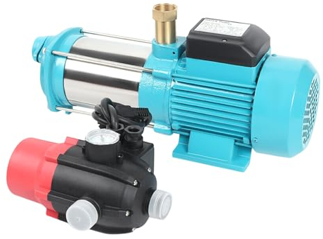 4000L/H Gartenpumpe Kreiselpumpe Hauswasserwerk Pumpe 1300W Mit Steuerung,Elektrische Tauchwasserpumpe Druckschalter 9.8bar für Bewässerung von Bauernhöfen Teichen, Erhöhung des Wasserdrucks zu Hause