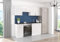 roe furniture Küchenzeile ohne Elektrogeräte - Modern Einbauküche 180 cm - Küche Komplett Leco - Küchenblock - Geräumige Singleküche - Küchenmöbel Komplett Weißer Hochglanz & Schwarze Arbeitsplatte