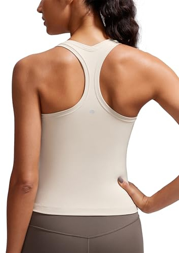 CRZ YOGA Butterluxe Racerback Gym Vest Top for Women Sleeveless Sport Tank Tops Summer Yoga Fitness Shirts Comfort Camisole Mojave Tan 12