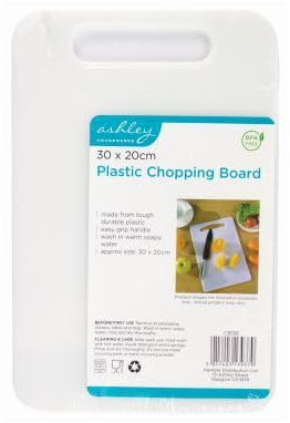 1x Plastic Chopping Board - 30cm x 20cm - White - Large Kitchen Wooden Cutting Serving Cheese Bread Meat Food Block Boards - By Ashley