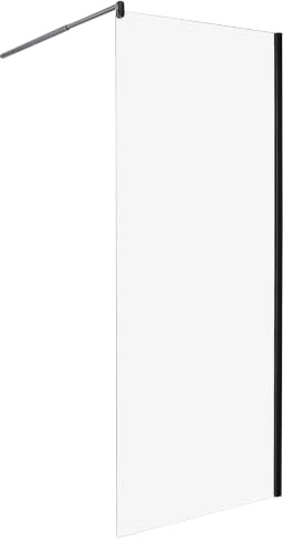 Paroi de Douche en Verre Trempé 80 x 190 cm Sans Porte Noir Ahaus