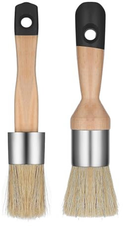 Reh:ncla 2 Pcs Chalk Paint Brush, 1 Inch Round Wax & Chalk Paint Brush, Multi-Purpose Art Brushes, DIY Paintbrush for Furniture, Home Decor