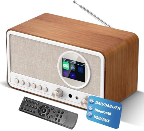 BIAOQINBO DAB Plus Radio mit Bluetooth,DAB+ / FM Radio mit Fernbedienung und Netzbetrieb,Digitalradio Küchenradio Radiowecker mit Zweifacher Alarm,USB/AUX Hafen,Sleep-Timer, 30 voreingestellte Sender