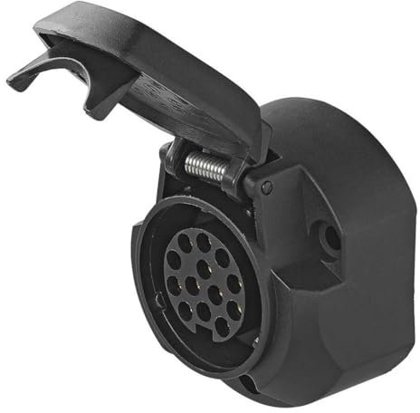MULTIBROS Steckdose 13-polig PVC – System Jaeger – Anhängersteckdose mit Abschaltkontakt für Nebelschlussleuchte