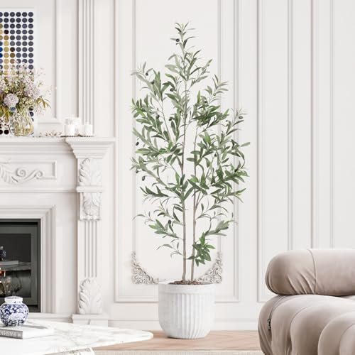YOLEO Olivenbaum Künstlich 150cm, Künstliche Pflanzen Groß, Kunstpflanze im Topf, Künstlicher Olivenbaum, Plastik Kunstbaum für Haus Büro Balkon Garten, Moderne Dekoration
