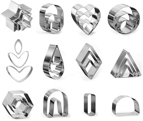 Polymer Clay Cutters Ausstecher Mini 30 Stück Edelstahl Polymer Clay Schmuckherstellung Ausstechformen Set DIY Tools für Keks Plätzchen Tortendekorationen Schmuckwerkzeuge