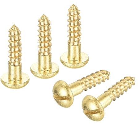 sourcing map Wood Screws M2.5 x 10mm Slotted Round Head Brass Self-Tapping Screw 20 Pcs