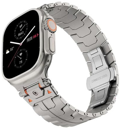 BKUANE Correa para Apple Watch Ultra 2 49mm Series 10 9 8 7 se 6 5 4 Correa de acero inoxidable para iwatch 49 42 46mm 41 45mm 40 44mm Correas de reloj(Titanium,For ultra 2 1 49mm)